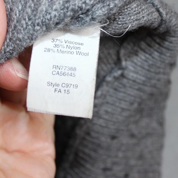 J‎ CREW Womens XS Gray 3/4 Sleeve Textured Curved-Hem Sweater Style C9719 - Picture 7 of 8